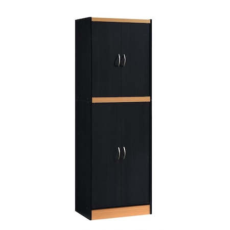 Made-To-Order 71.6 x 15.5 x 26.3 in. 4-Door Kitchen Pantry with 4-Shelves & 5-Compartments Black & Beech MA2251310